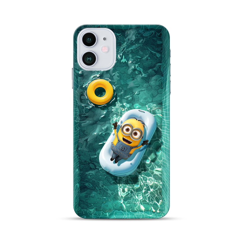 ミニオンプールの浮き輪 iPhone 12オリジナルハードケース