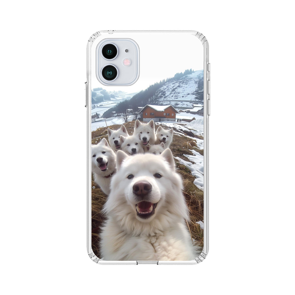 雪山のサモエド犬たちの群れ iPhone 12 Miniオリジナルケース