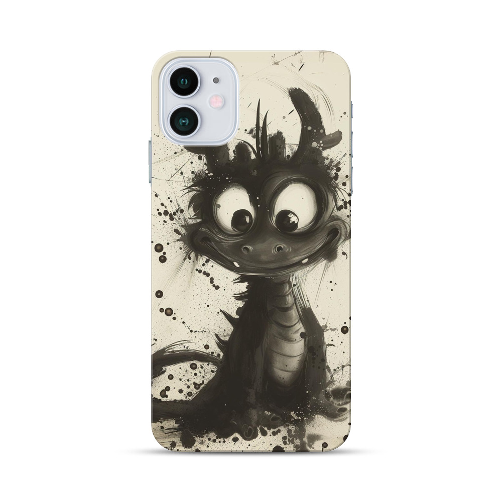 かわいい黒いドラゴン iPhone 12 Miniオリジナルハードケース