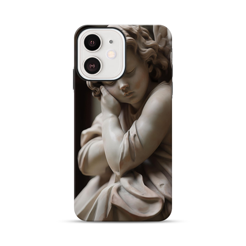 やさしく眠る天使像 iPhone 12 Miniオリジナル耐衝撃ケース