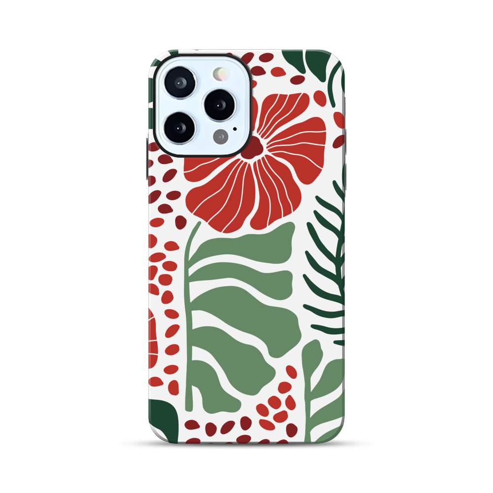 花と葉のデザイン iPhone 12 Proオリジナル耐衝撃ケース