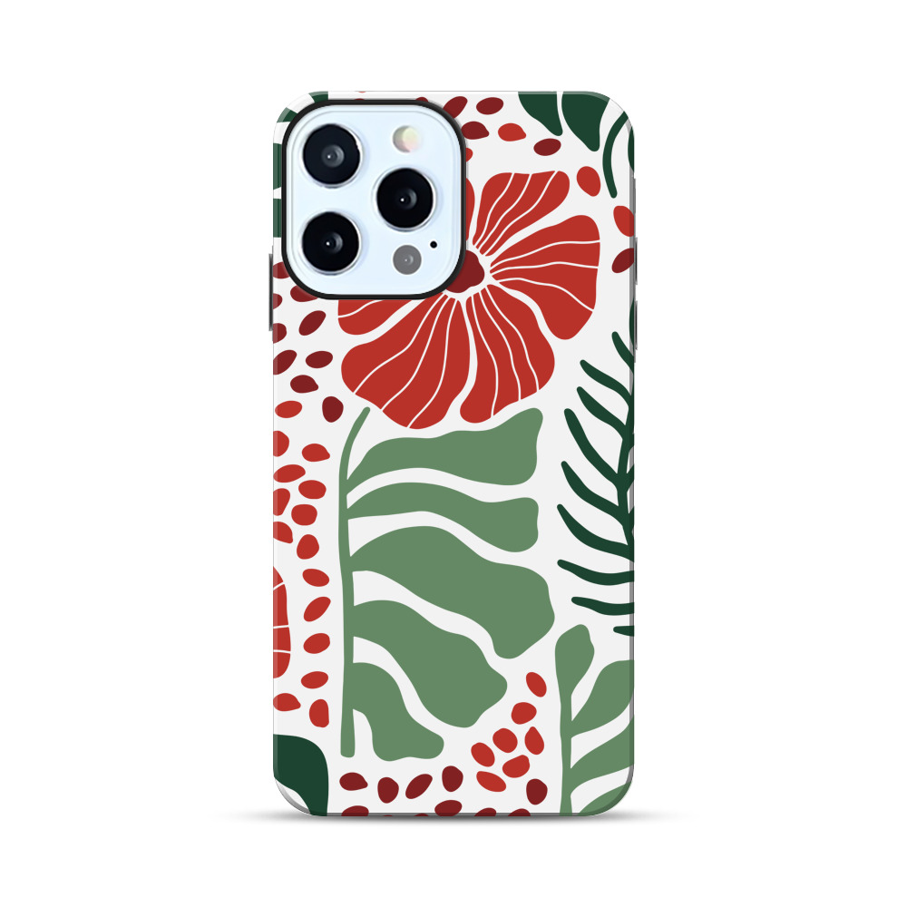 花と葉のデザイン iPhone 12 Pro Maxオリジナル耐衝撃ケース