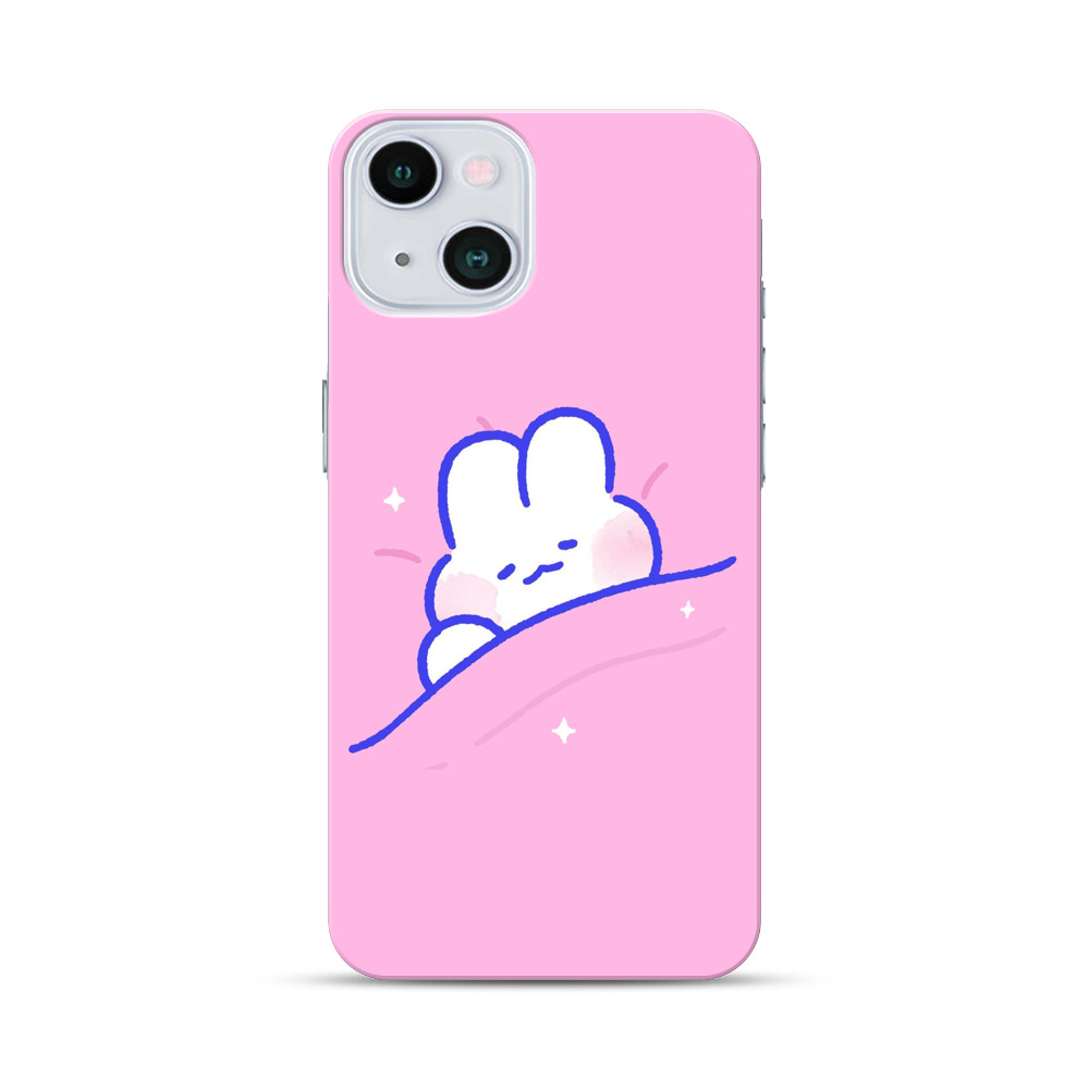 布団で眠るかわいいウサギ iPhone 13オリジナルハードケース