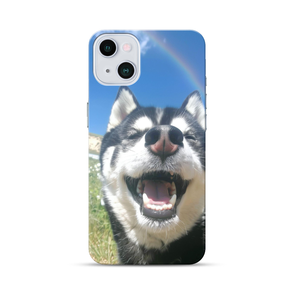 笑顔のハスキー犬 iPhone 13 Miniオリジナルハードケース