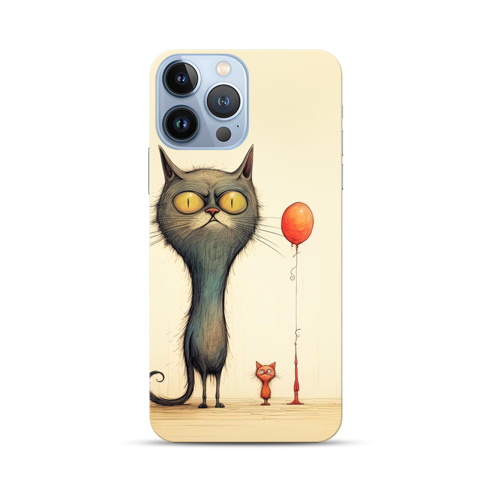 ユニーク猫と風船 iPhone 13 Pro Maxオリジナルハードケース