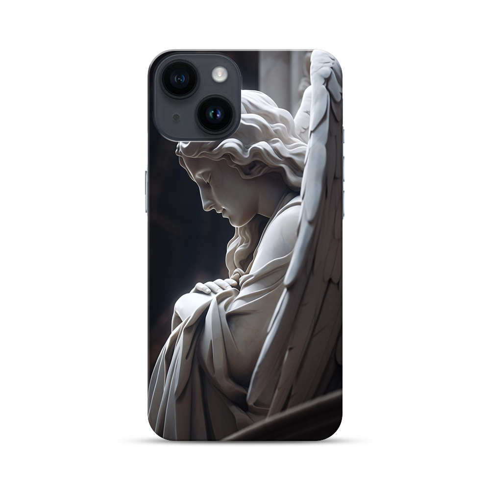 優美な大理石の天使像 iPhone 14オリジナルハードケース