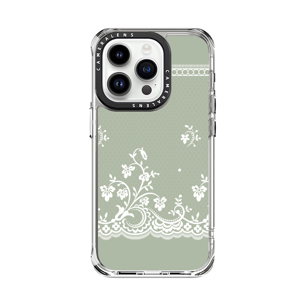 レースの花柄パターン iPhone 14 Proオリジナルケース