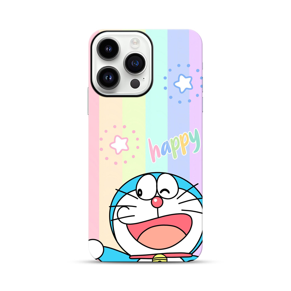 ドラえもんと虹色ハッピー iPhone 14 Pro Maxオリジナル耐衝撃ケース