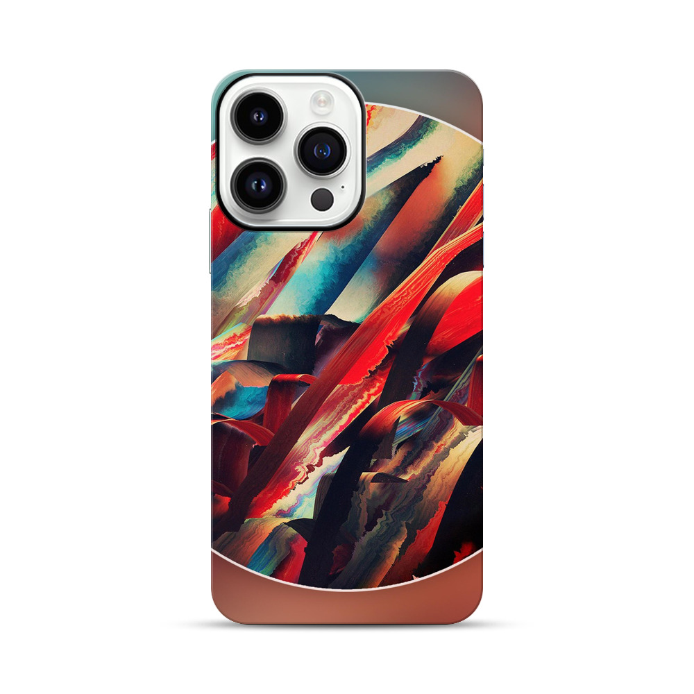 鮮やかな赤青抽象アート iPhone 14 Pro Maxオリジナル耐衝撃ケース