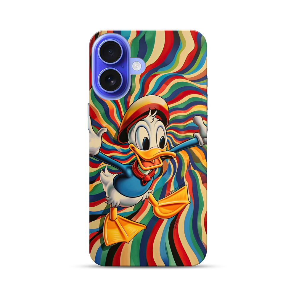 カラフル渦巻きドナルドダック iPhone 16オリジナルハードケース