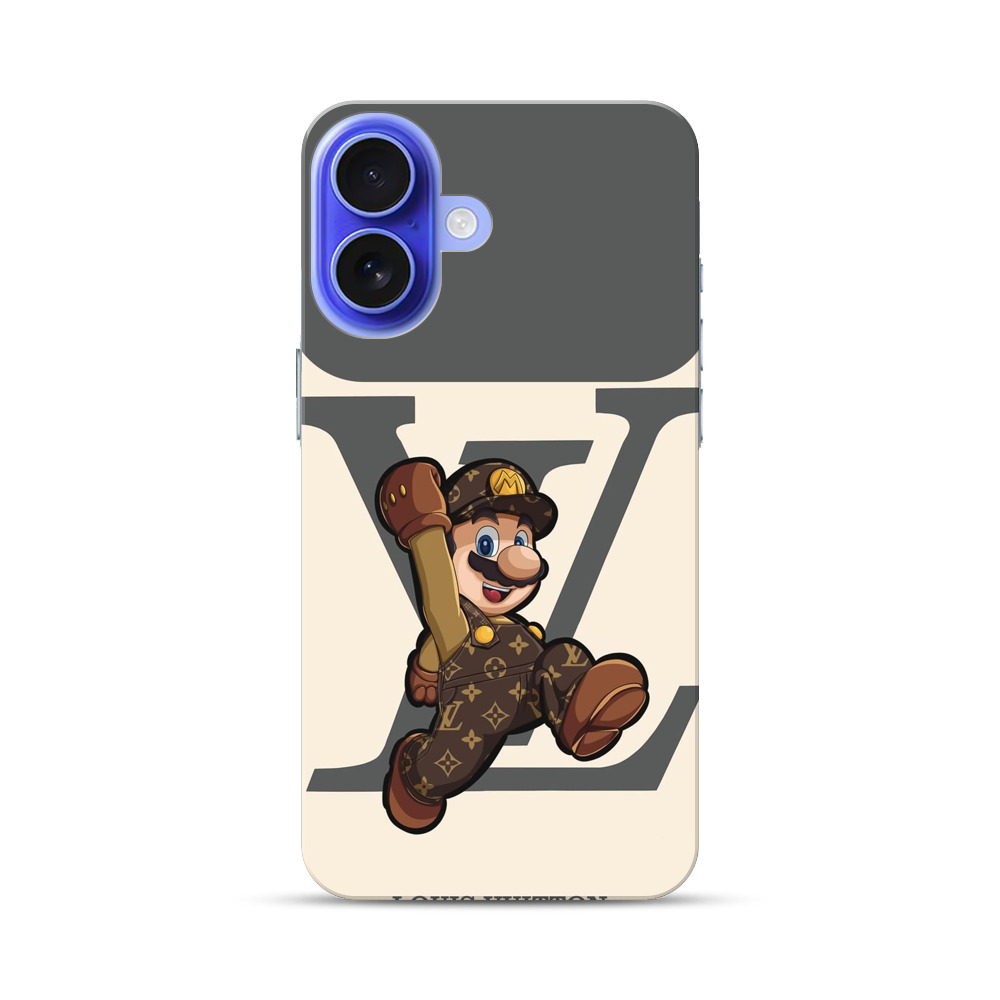 ルイヴィトン柄のマリオ iPhone 16オリジナルハードケース