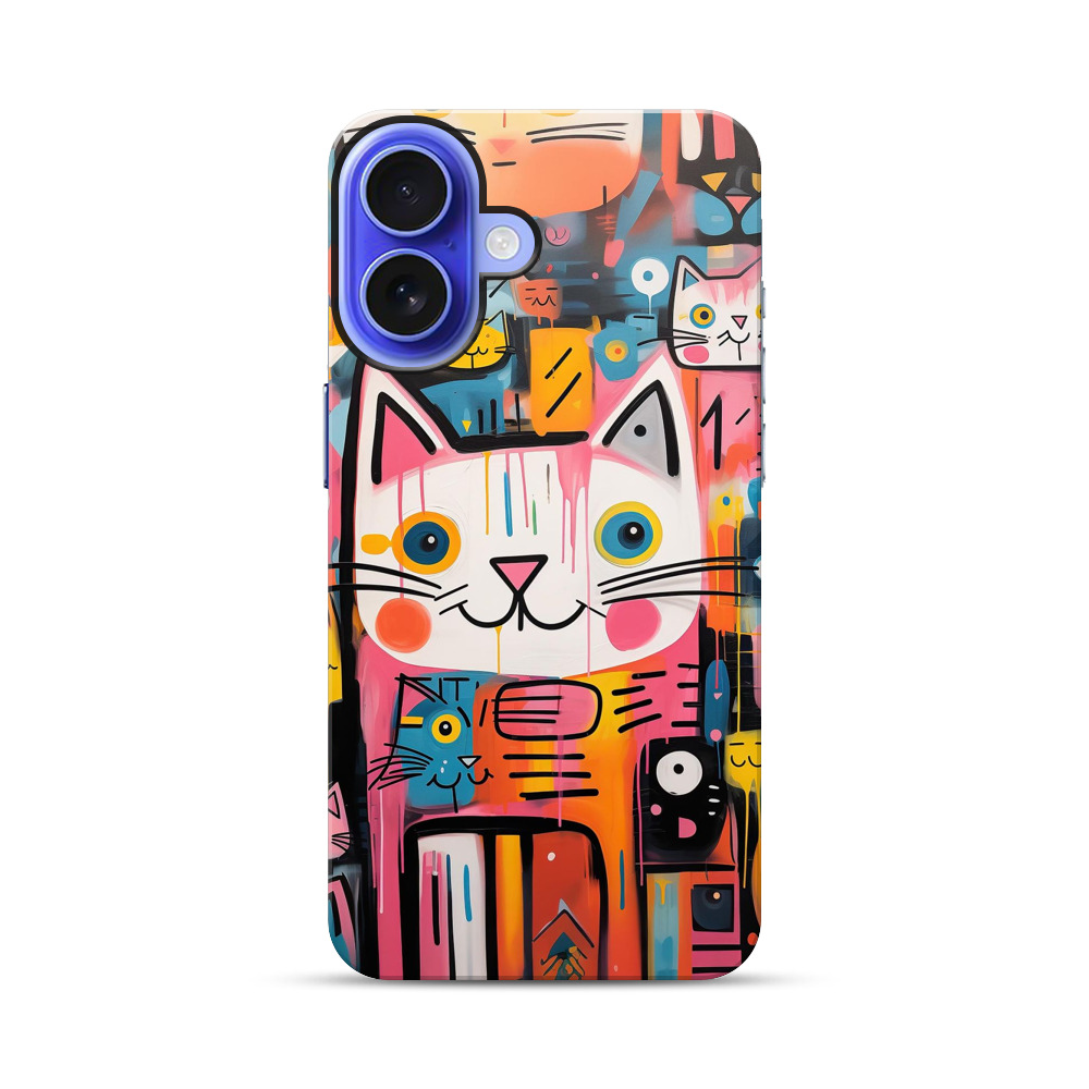 ポップアートの猫 iPhone 16オリジナル耐衝撃ケース