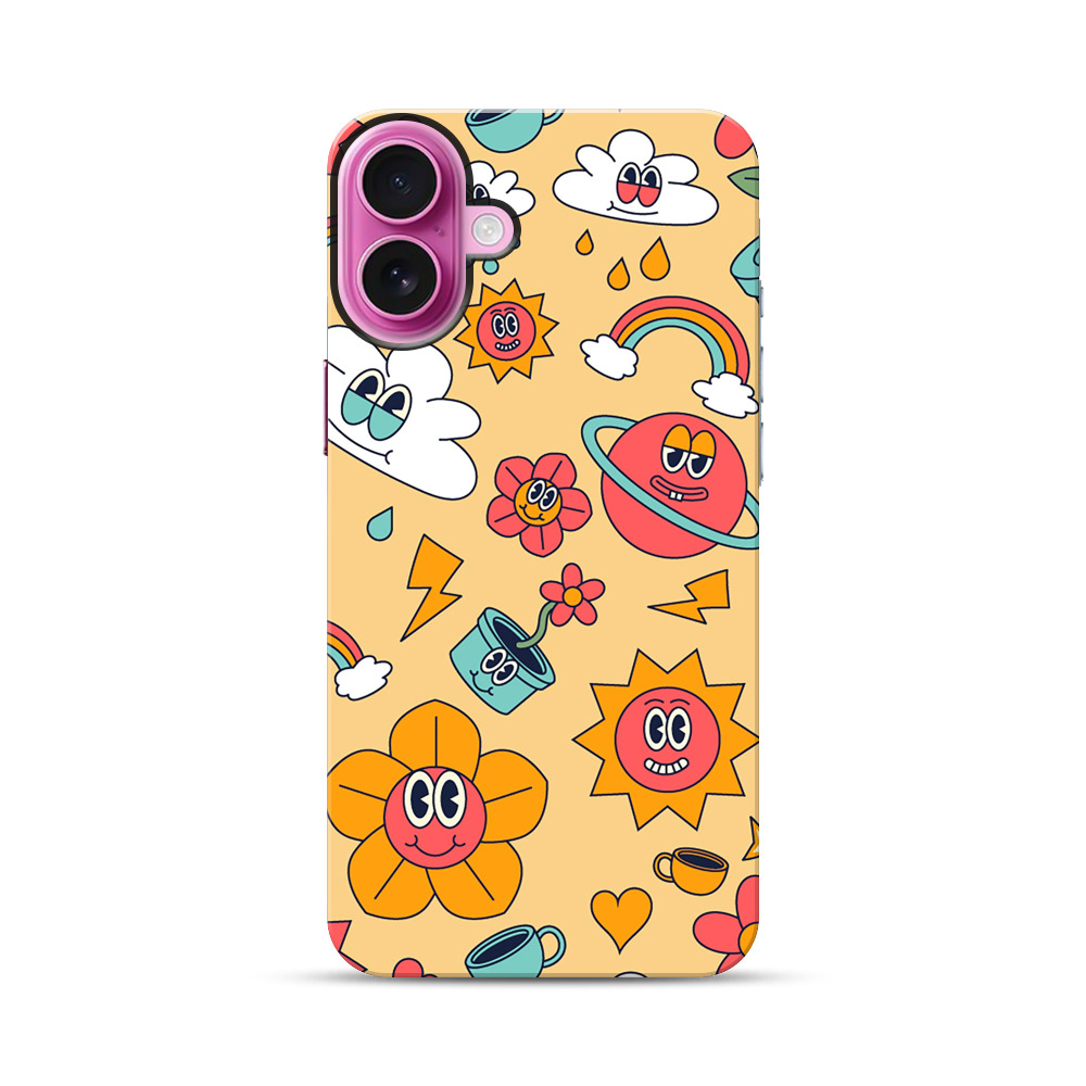 カラフルな模様のイラスト iPhone 16 Plusオリジナル耐衝撃ケース