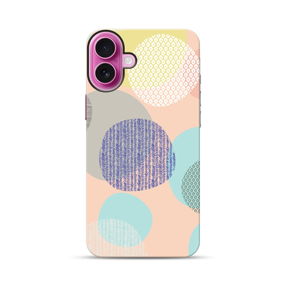 カラフルな円のパターン iPhone 16 Plusオリジナル耐衝撃ケース