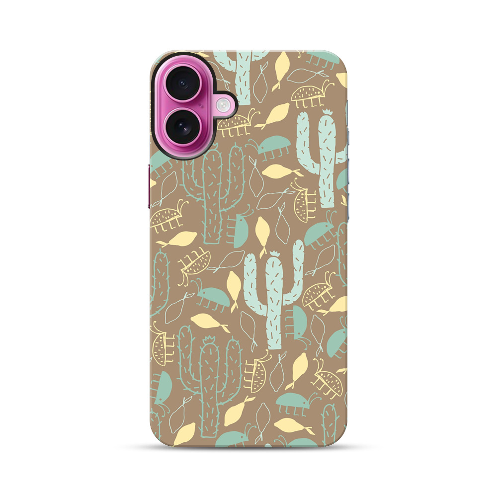 サボテンの模様 iPhone 16 Plusオリジナル耐衝撃ケース