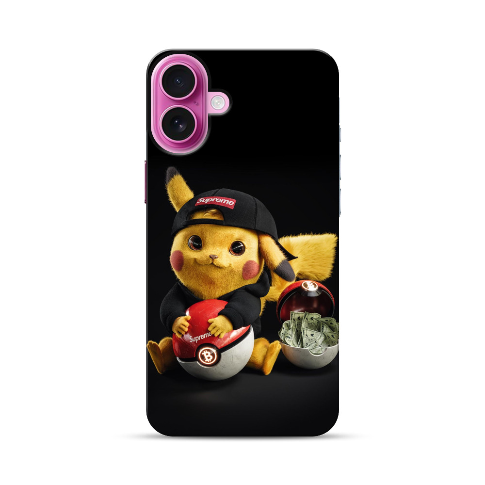 Supremeキャップピカチュウ iPhone 16 Plusオリジナル耐衝撃ケース