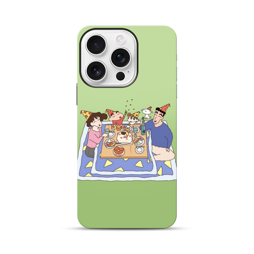 こたつで家族パーティー iPhone 16 Proオリジナル耐衝撃ケース