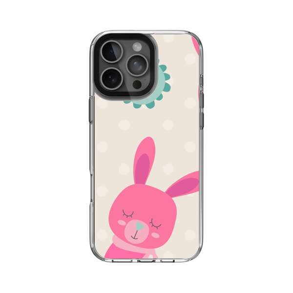 かわいいピンクウサギ iPhone 16 Pro Maxオリジナルケース