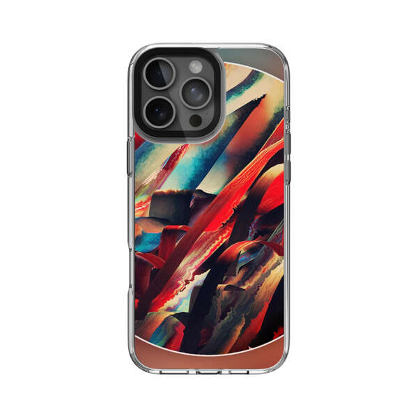 鮮やかな赤青抽象アート iPhone 16 Pro Maxオリジナルケース