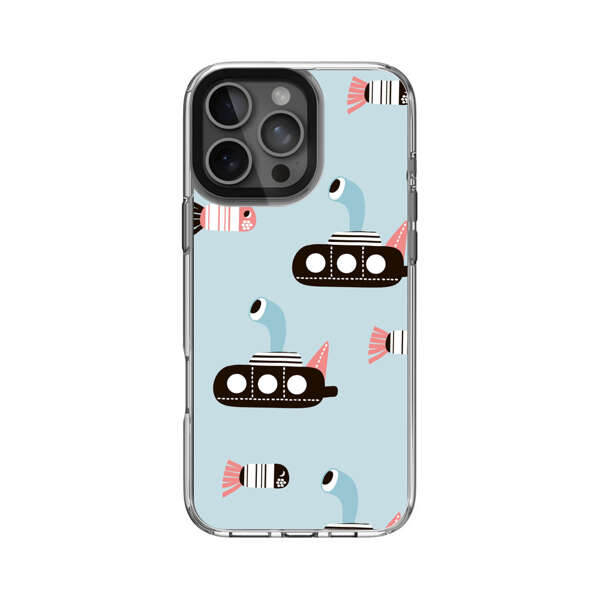 海の中の潜水艦と魚 iPhone 16 Pro Maxオリジナルケース