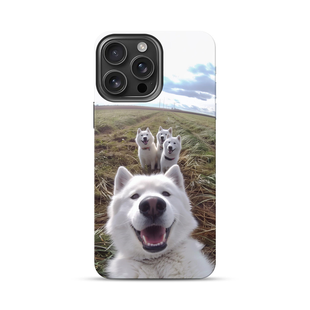 並ぶ白い犬たち iPhone 16 Pro Maxオリジナル耐衝撃ケース