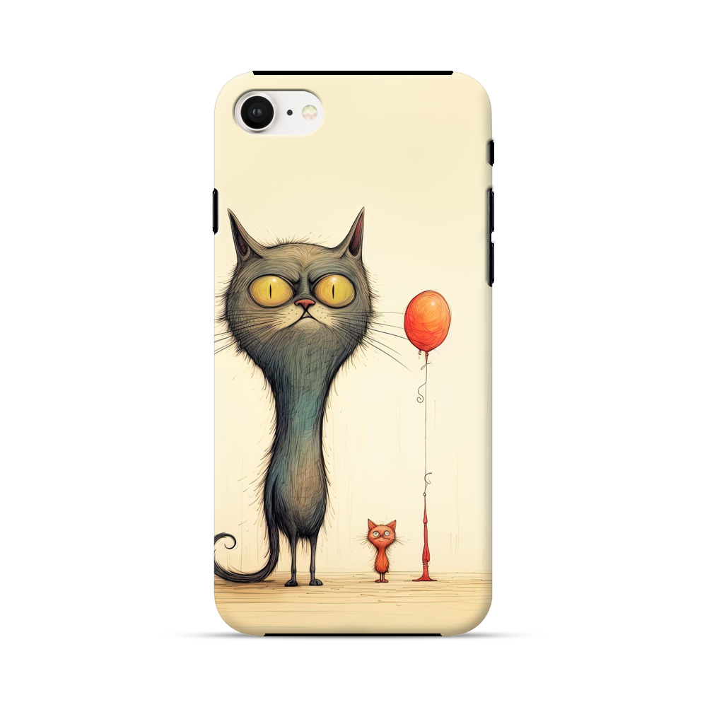 ユニーク猫と風船 iPhone 7/8/SE (2020)オリジナル耐衝撃ケース