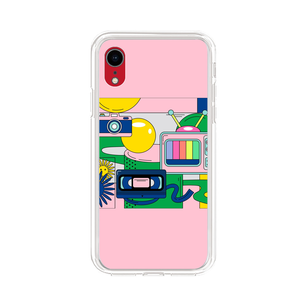 カラフルなレトロなアイテム iPhone XRオリジナルケース