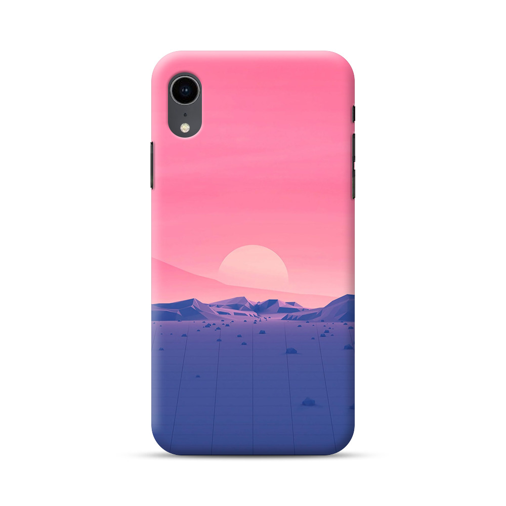 ピンク夕焼けの山景色 minimalism-78 ピンク夕焼けの山景色 minimalism-78