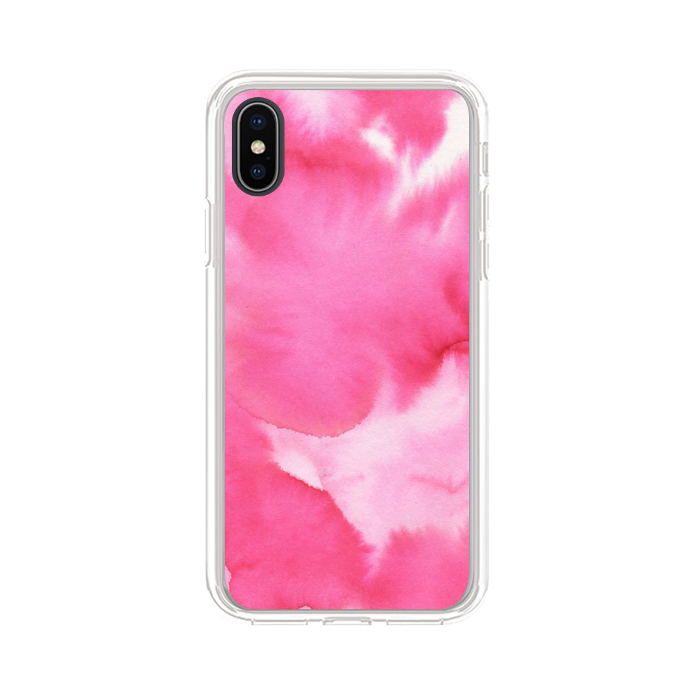 ピンクの水彩パターン iPhone XS Maxオリジナルケース