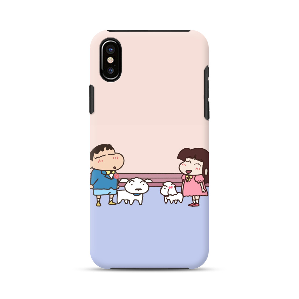 キャラクターと犬のイラスト iPhone XS Maxオリジナル耐衝撃ケース