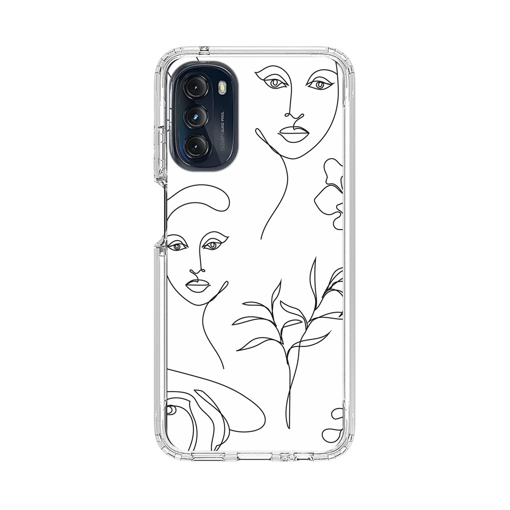 シンプルな線描画の女性と植物 Motorola Moto G 5G (2022)オリジナルケース