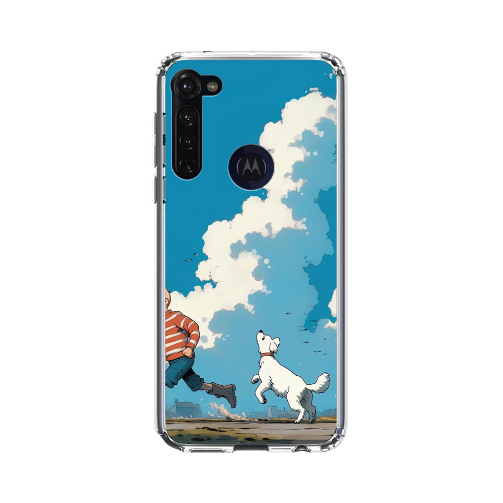 青空と電車の前の少年 Motorola Moto G Stylus (2020)オリジナルケース