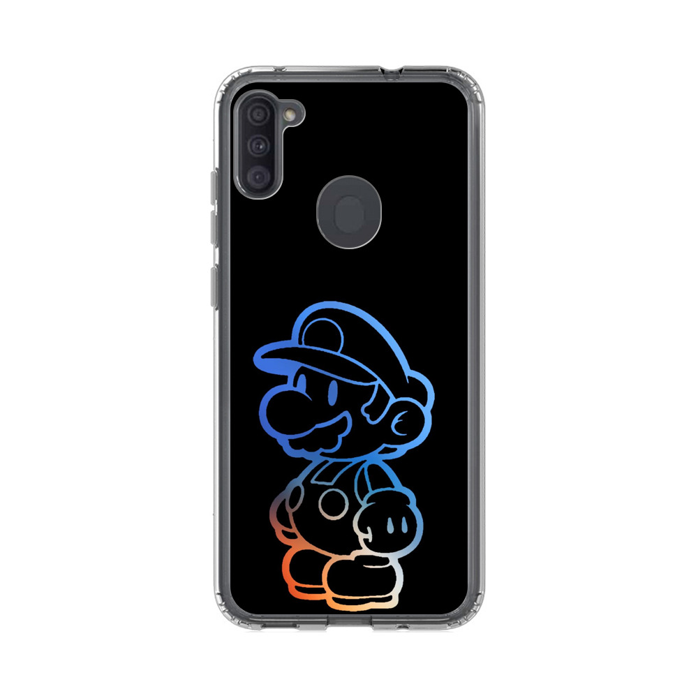 青色マリオシルエット Samsung Galaxy A11オリジナルケース