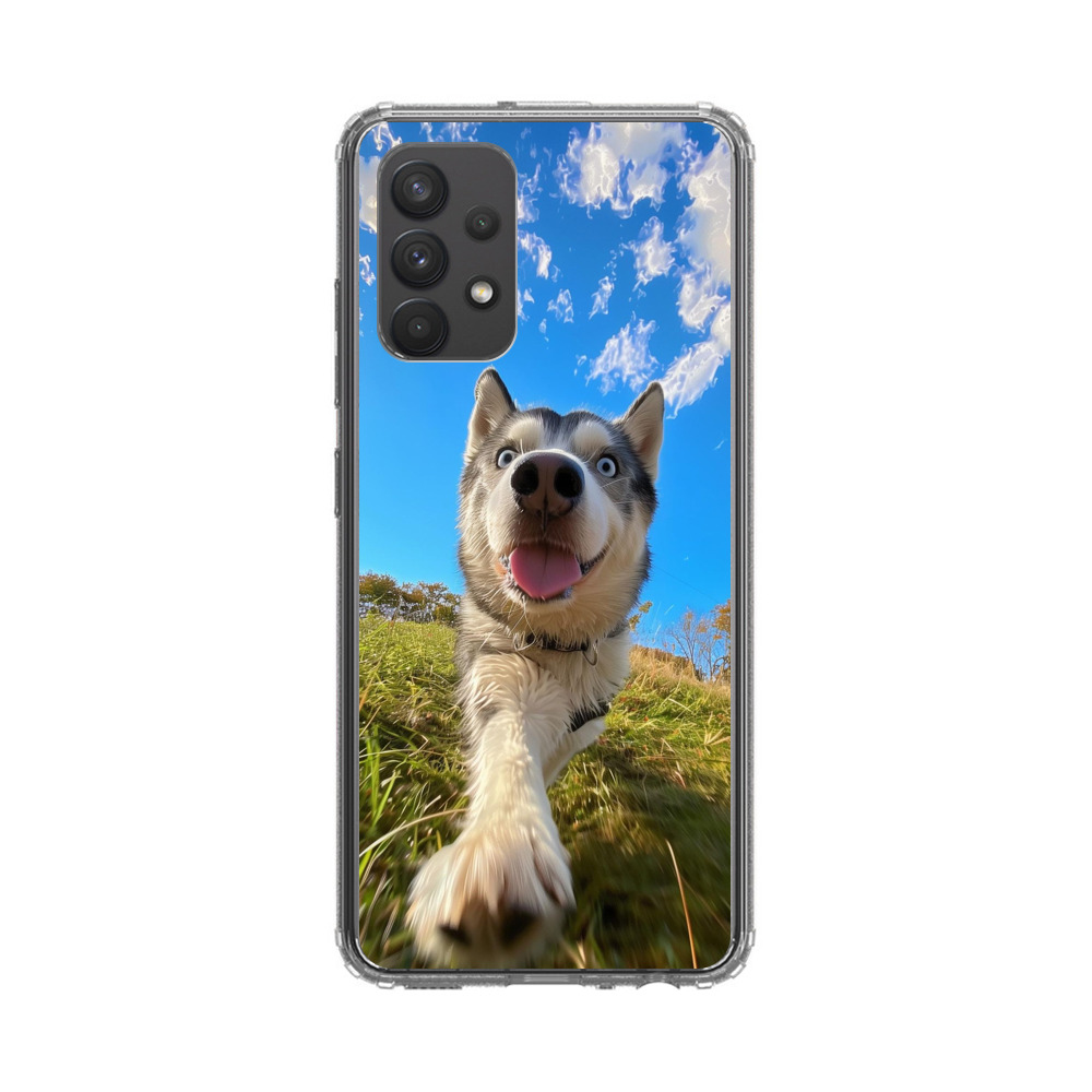 青空のハスキー犬 Samsung Galaxy A32 5Gオリジナルケース