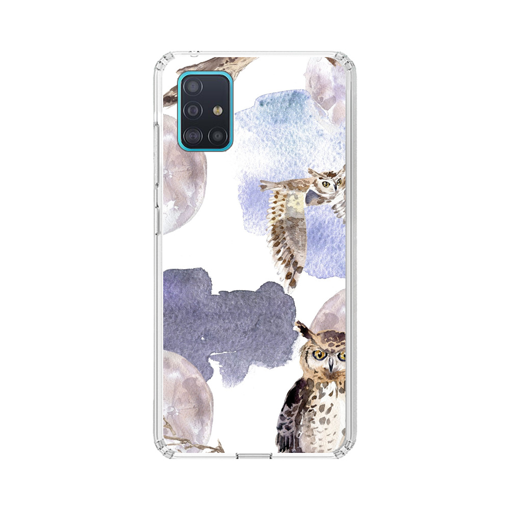 フクロウと月の水彩画 Samsung Galaxy A51 (4G)オリジナルケース