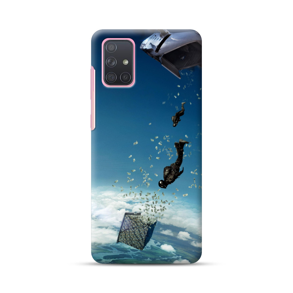 ドル札とスカイダイビー Samsung Galaxy A71オリジナルハードケース