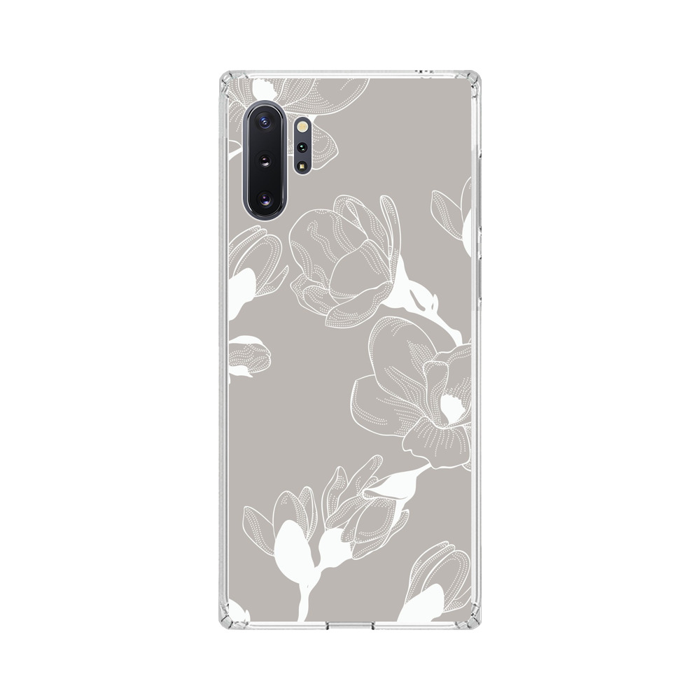 白い線画の花柄パターン grey-mangolia 白い線画の花柄パターン grey-mangolia