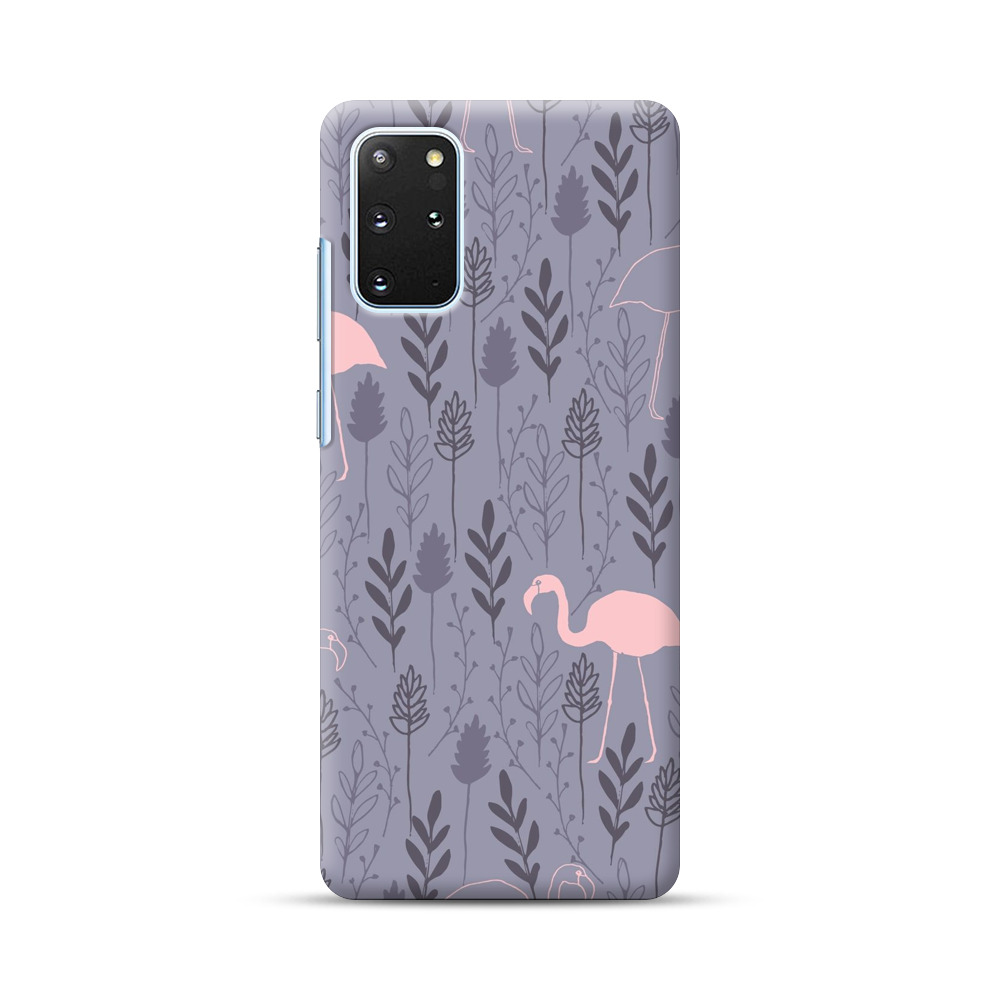 フラミンゴと植物のパターン purple-flamingos フラミンゴと植物のパターン purple-flamingos