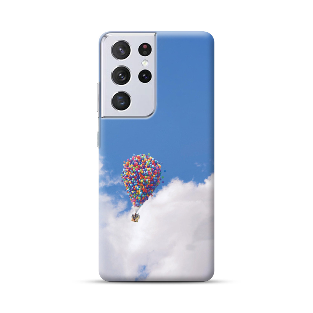 風船と家と青空 Samsung Galaxy S21 Ultra 5Gオリジナルハードケース