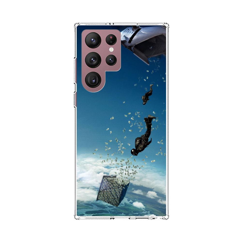 ドル札とスカイダイビー Samsung Galaxy S22 Ultra 5Gオリジナルケース