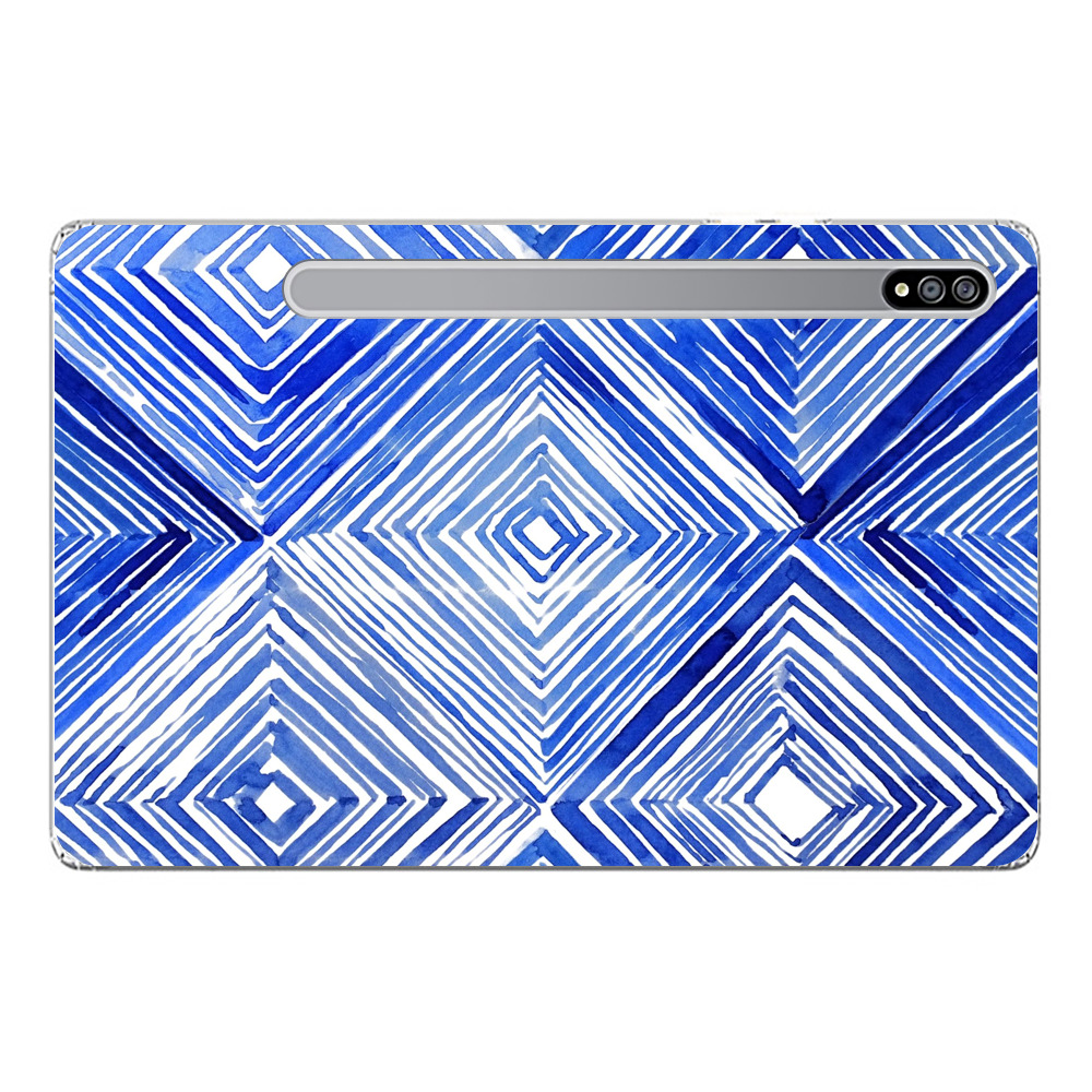 青の幾何学模様 Samsung Galaxy Tab S7オリジナルケース