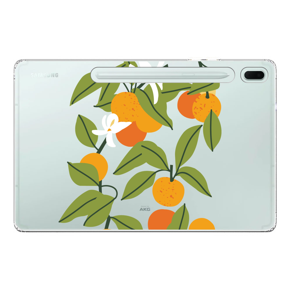 みかんと花のデザイン Samsung Galaxy Tab S7 FE 5Gオリジナルケース