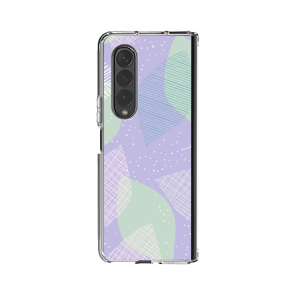 パステルカラーの葉と羽の模様 Samsung Galaxy Z Fold 4オリジナルケース