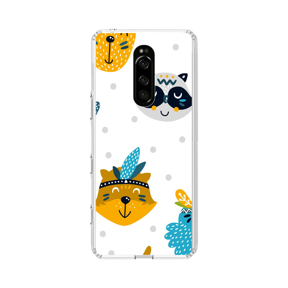 かわいい動物の顔のパターン Sony Xperia 1オリジナルケース