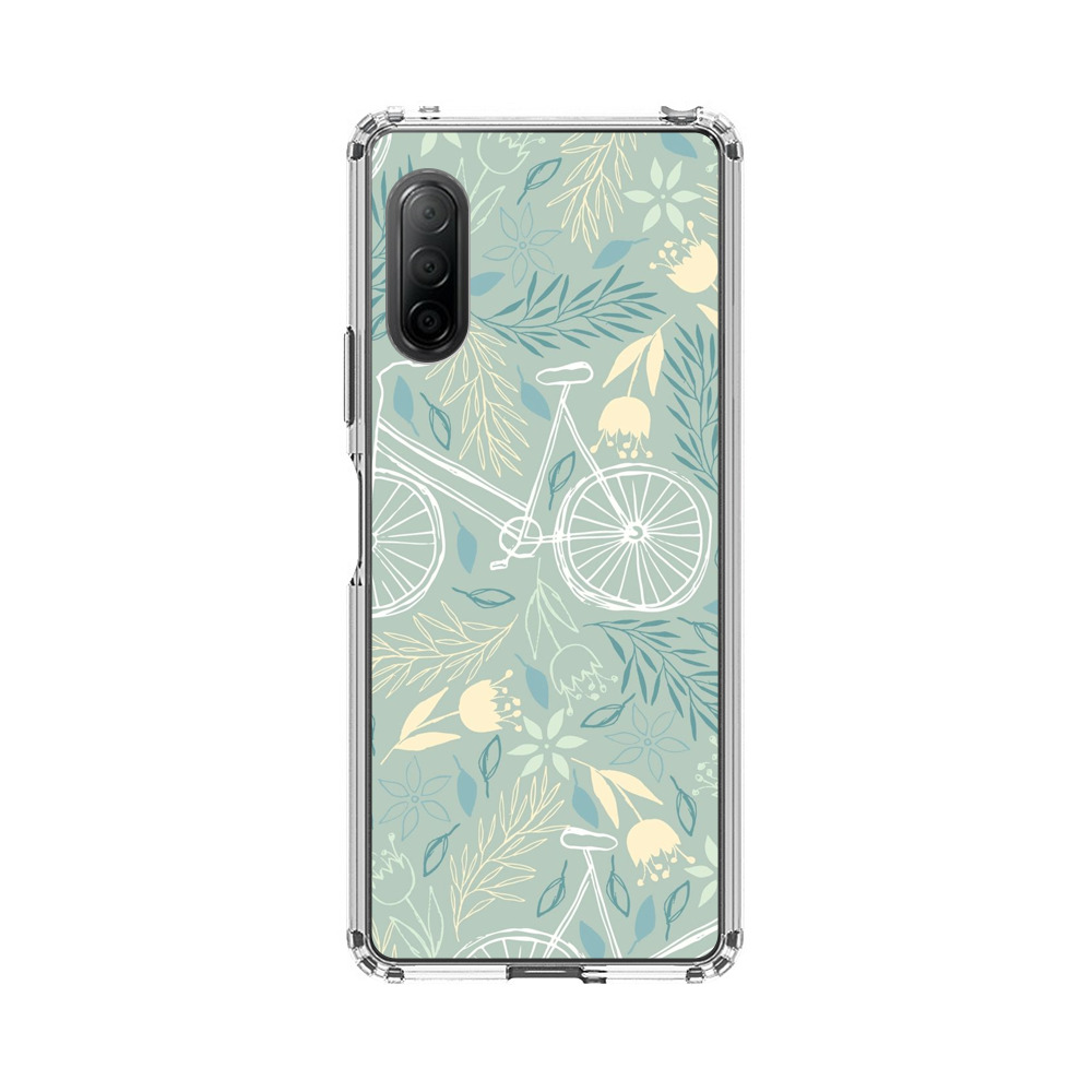 自転車と花のパターン Sony Xperia 10 IIオリジナルケース
