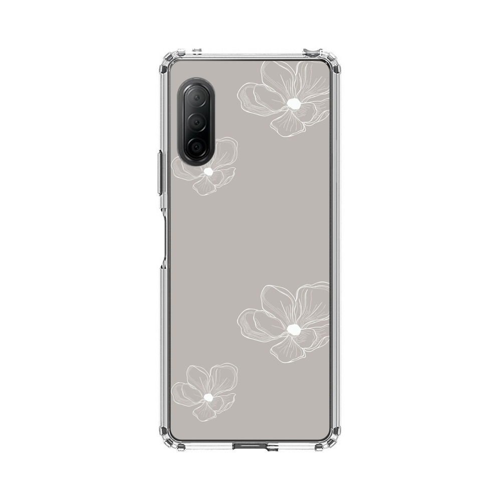 シンプルな白い花の模様 Sony Xperia 10 IIオリジナルケース
